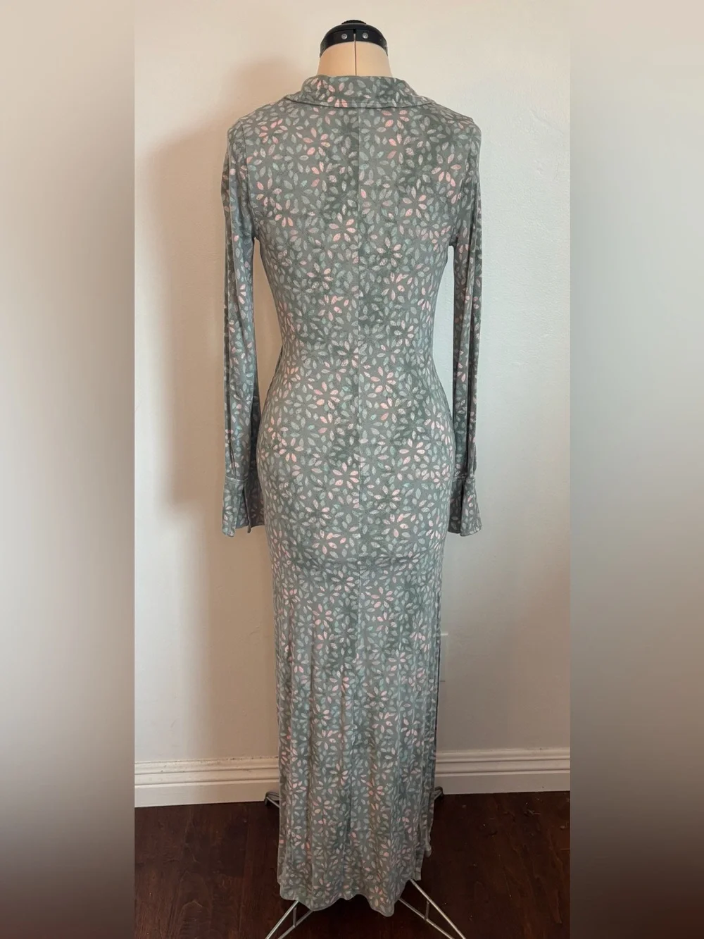 Free People Shayla Faux Wrap Midi Dress Mint Combo Sage Green Pink Blue Floral S